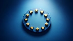 شعار الاتحاد الأوروبي على خلفيةٍ زرقاء